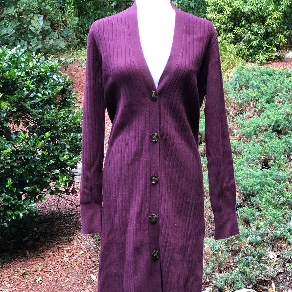 Ann Taylor Long Open Cardigan Sweater Size L
